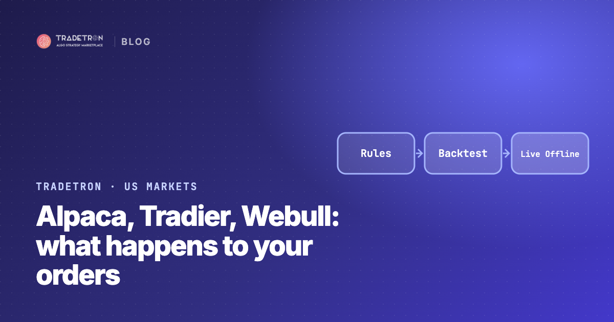 Conectar Alpaca, Tradier o Webull a Tradetron: qué pasa con tus órdenes